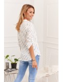 Airy patterned shirt blouse, cream and blue 0493 - Online store - Boutique